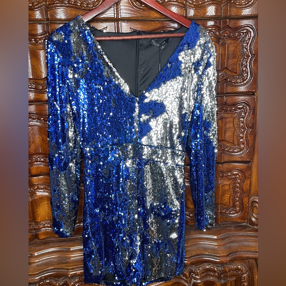 NEW WITH TAGS! Color-changing Blue and Silver Sequin Romper